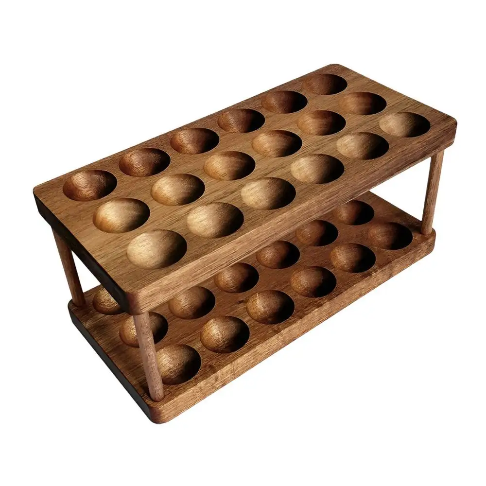 Portauova In Legno A Forma Di Pollo – Capacità 24 Uova (3 Strati), Per Piano Cucina, Misura 35x30x12 Cm