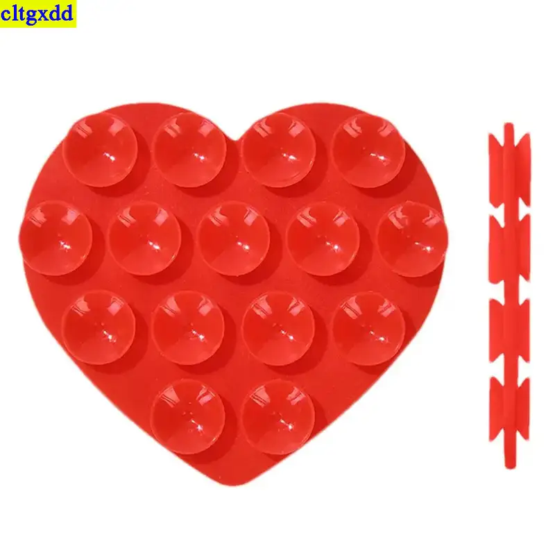 cltgxdd 1piece heart-shaped double-sided suction cup silicone phone holder with 15 suction cups, powerful selfie function - Image 12