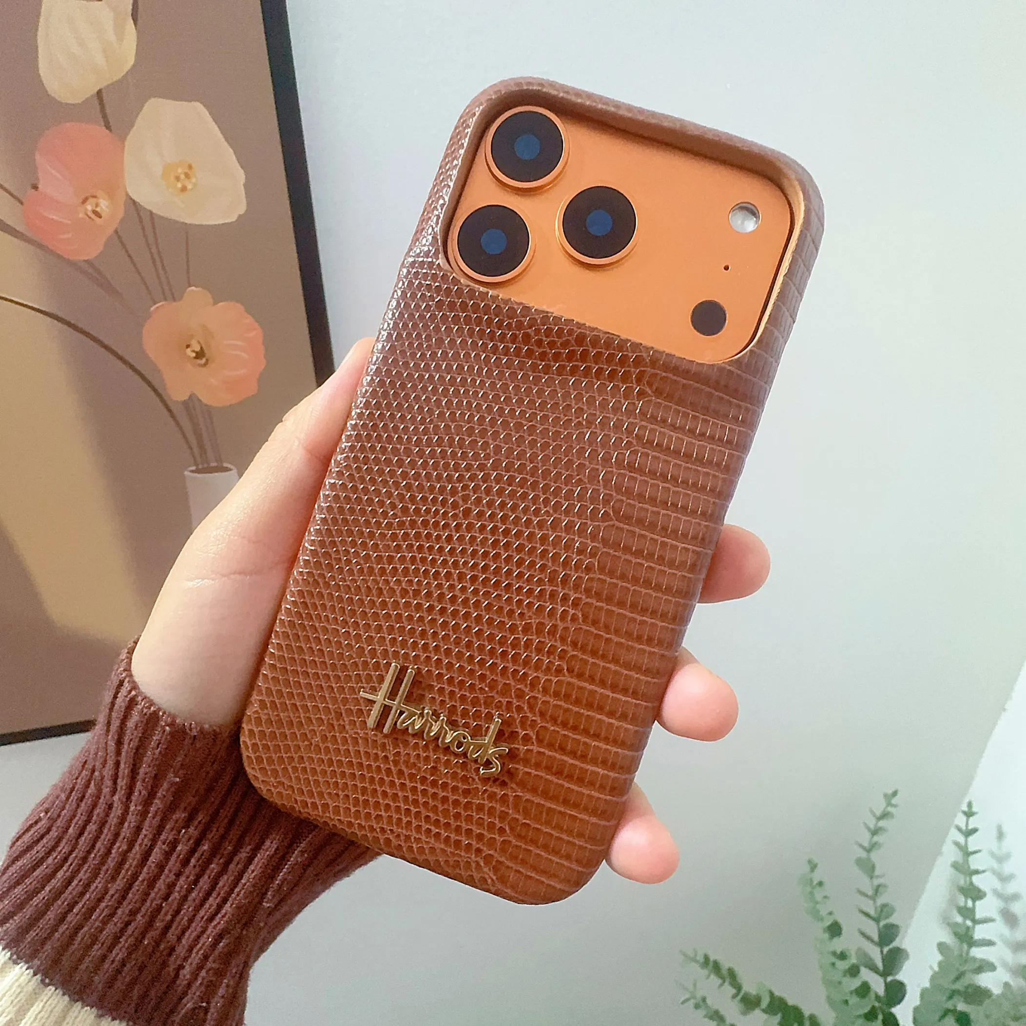 Luxuriöse Eidechsenmuster-Tier-PU-Lederhülle für iPhone 17, 16, 15, 14, Handyhülle 17, 15, 14, 13, Pro MAX, harte, stoßfeste Rückseite