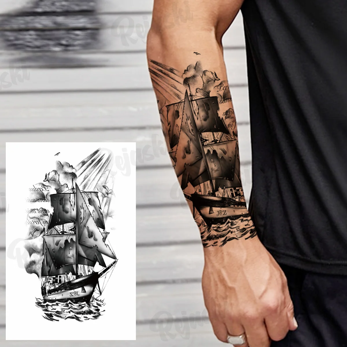 Tatouage Bateau Pirate Avant Bras Tatouage Temporaire En Bateau De Pirate Noir Pour Hommes Adultes,  Autocollant Réaliste, Effrayant, Vampire Chevalier Loup, Faux Tatouage Pour  Bras Et Corps, Diy Bricolage - Temporaire Tatouages - AliExpress