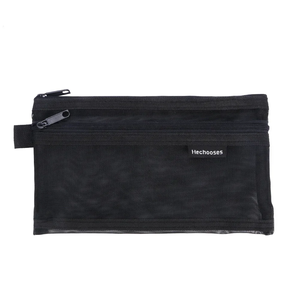 Simple Transparent Zipper Pencil Case Mesh Cosmetic Storage Bag Clear Stationery Bag Nylon Makeup Pouch Portable Travel Handbag