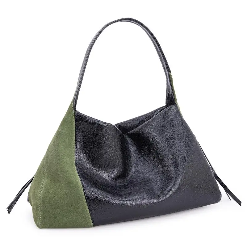 thumbnail image 1 of Bolso de lujo ligero de moda con combinación de colores en contraste de gamuza esmerilada de cuero de alta calidad para mujer, bolso de hombro sencillo e informal todo en uno, 1 of 5