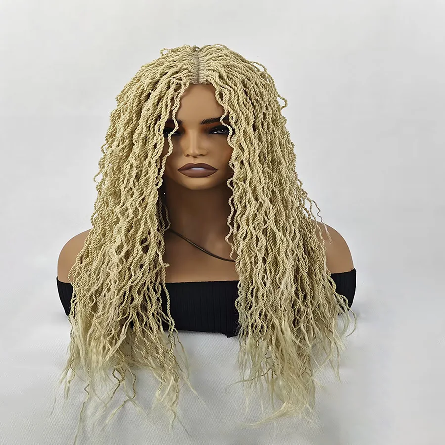 28 Inch Deep Lace Part Beige Wig Hand Woven Wig. More Natural Thin Lightweight Synthetic Hand-Weaved Wig for Black Women