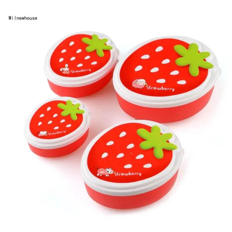 

4 Pieces Storage Containers with Lids Set Stackable Lunch Boxes Dropship