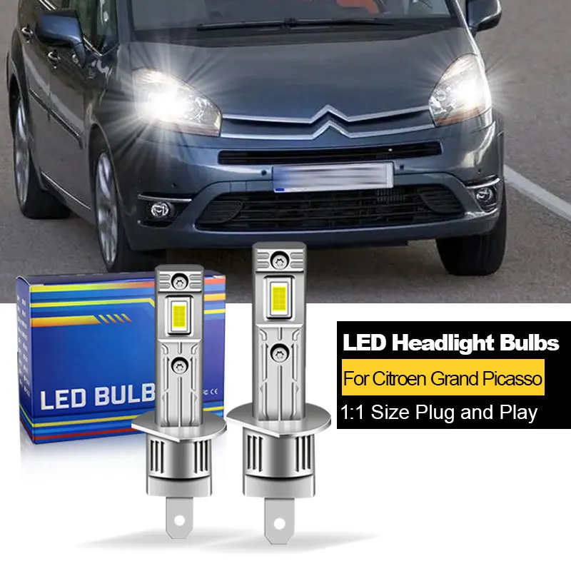 

2PCS CANbus For Citroen Grand Picasso 2007 2008-2013 LED Headlights H1 H7 High Low Beam Bulbs 20000LM White 12V Plug and Play