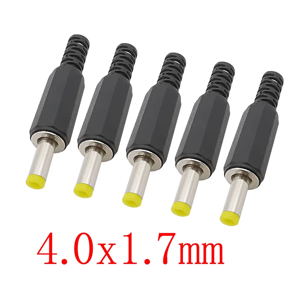 Power Adapter Plug Connector Adapter Power Jack Connector DC Connectors Power Plugs Power Plug 5/10Pcs DC Power Male 4.0mm x 1.7mm Solder Connector Plug 4.0 x 1.7mm DC Power Plugs Male Jack Straight Adapter For DIY Projects