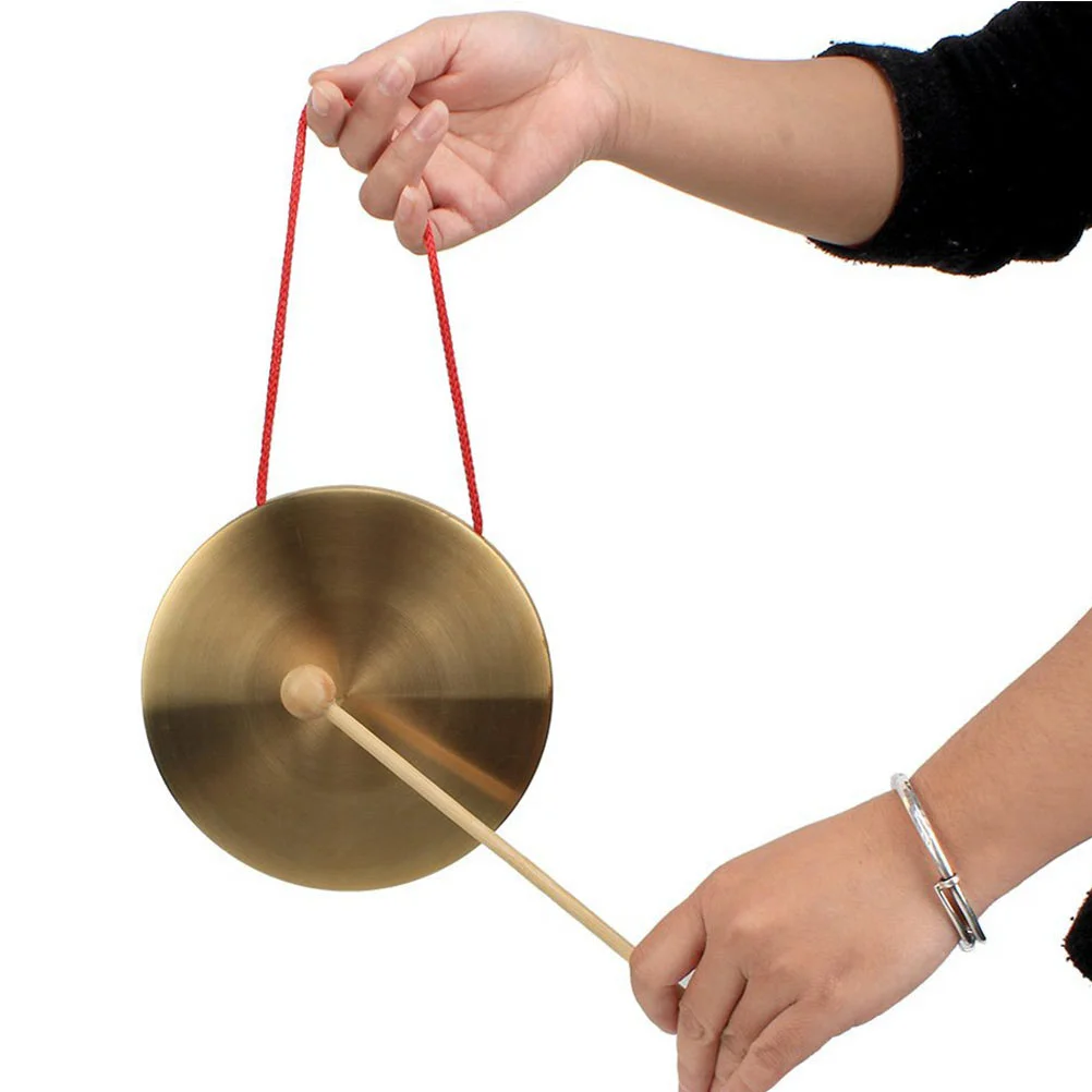 1 Set Mini Copper Gong Hand Percussion Instrument Creative Music Toy for Festival Party Opera Copper Gong Drum Resonant Loud
