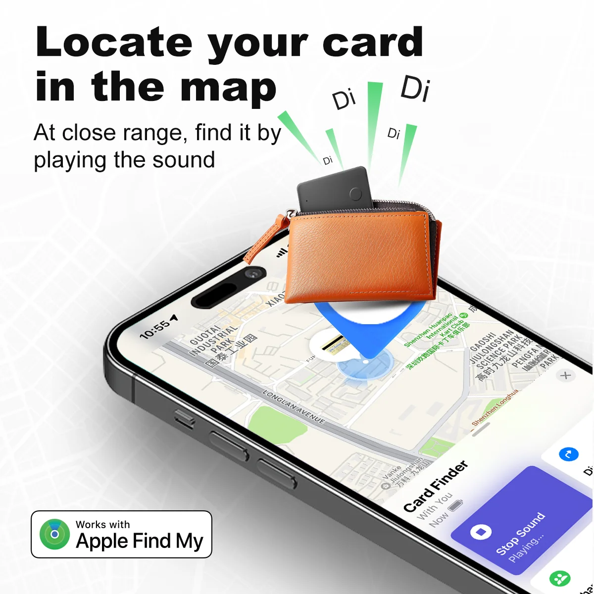 Wallet Tracker Card Rechargeable Wallet Finder Works with Apple Find My Item Sorter for Luggage Tags Phone (iOS Only)