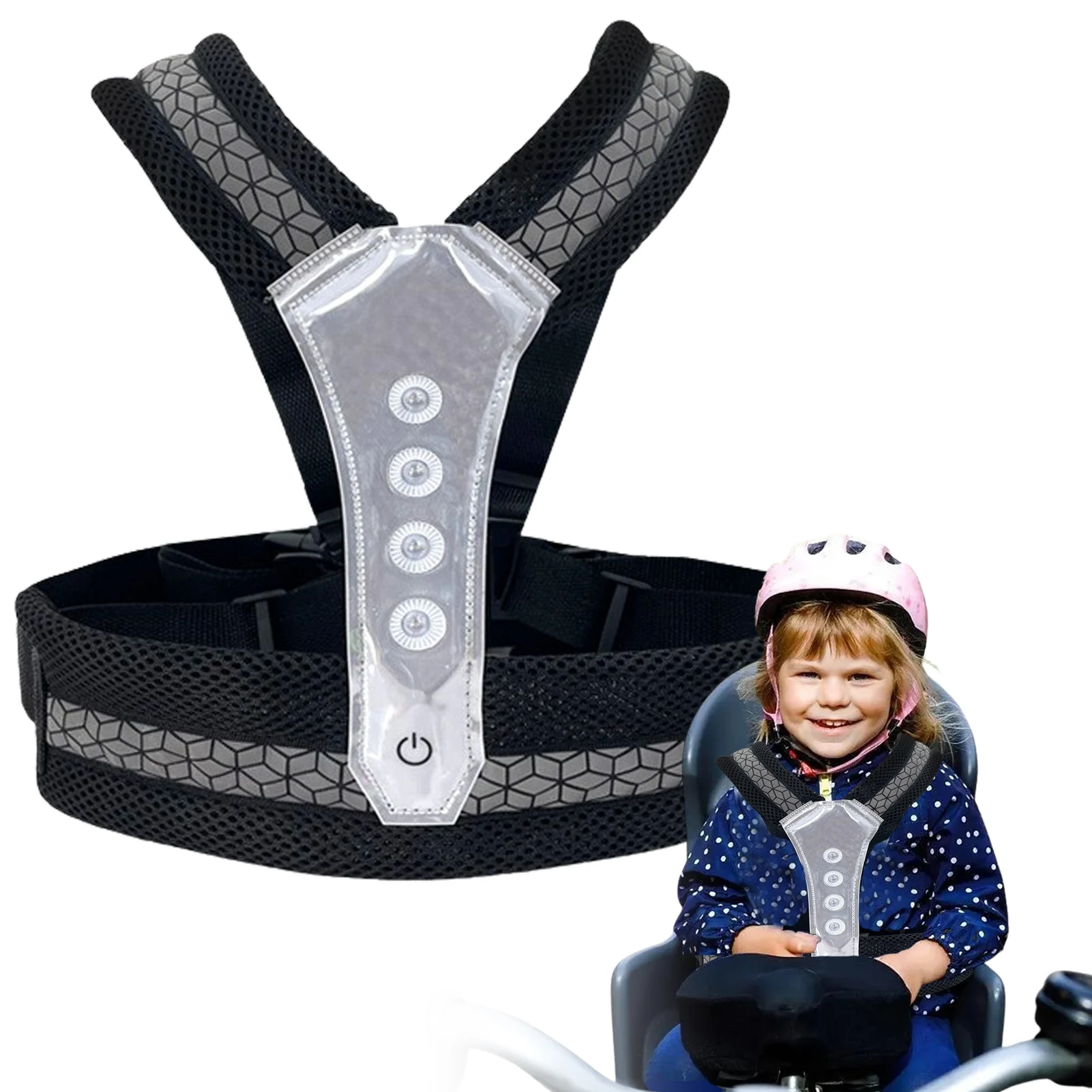 Child Motorcycle Safety Harness Motorcycle Safety Strap Reflective Strip Kids Bike Safety Belt