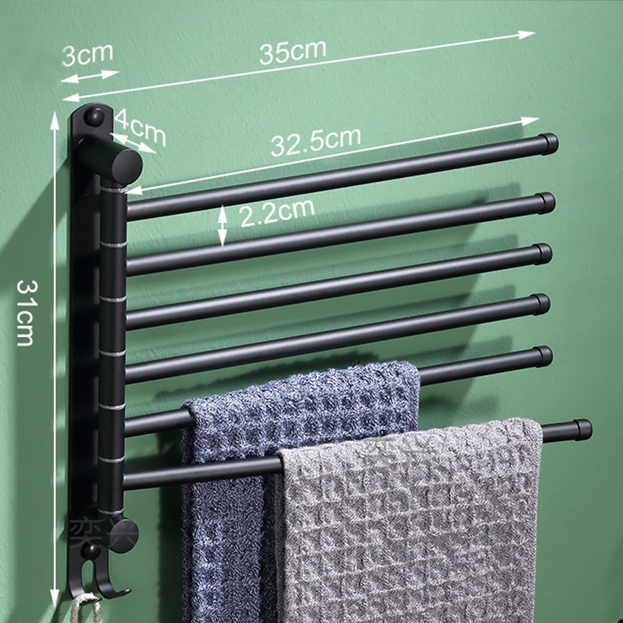 Stainless Steel Swivel Towel Holder 180 Degree 4/6 Arms Rotation Rack Wall Mounted for Bathroom Accessories towel rack,towel holder