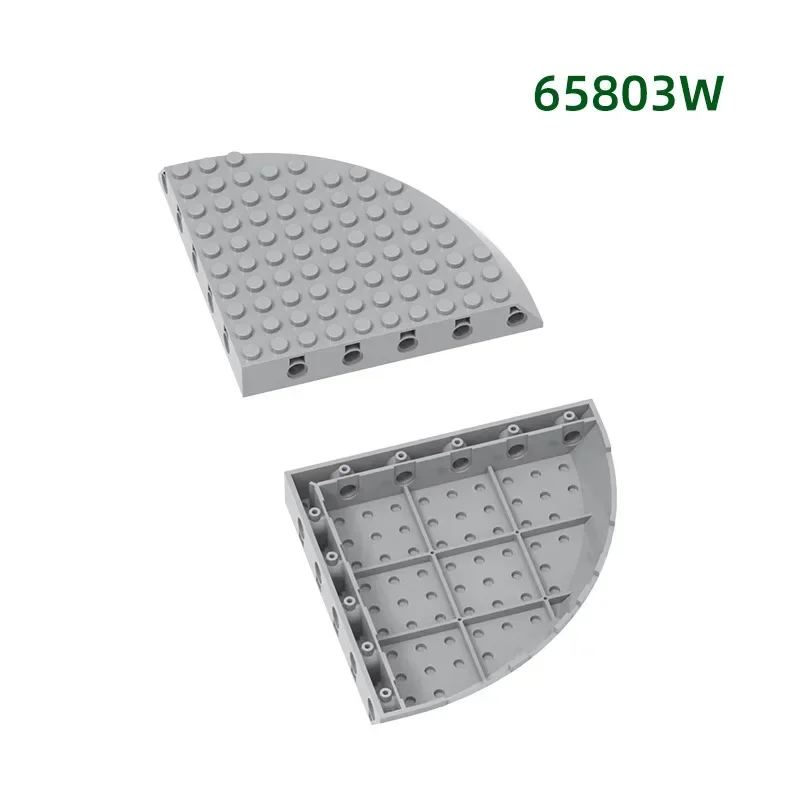 MOC 1PCS 부품 브릭 65803W 10x10 둥근 하단 플레이트 구멍이 있는 빌딩 블록 반원형 필렛 하우스 보드 DIY 장난감 어린이 선물