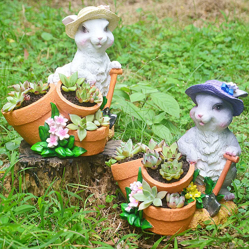 

2pc Cross-Border Supply Succulent Bonsai Cute Rabbit Decoration Gardening DIY Making Cartoon Bonsai Resin Craft