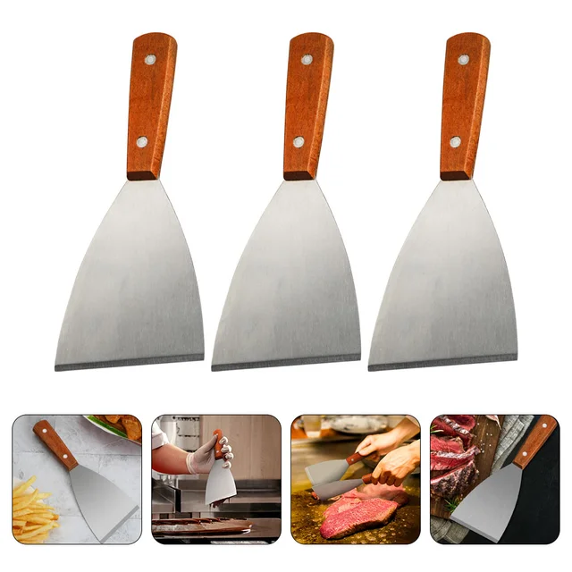 3 Db Sütőtálca Készlet Főzési Grill Spatula Sütés Steakkaparó Fém 21,5X9Cm Kültéri Rozsdamentes Acél Többcélú - Image 2