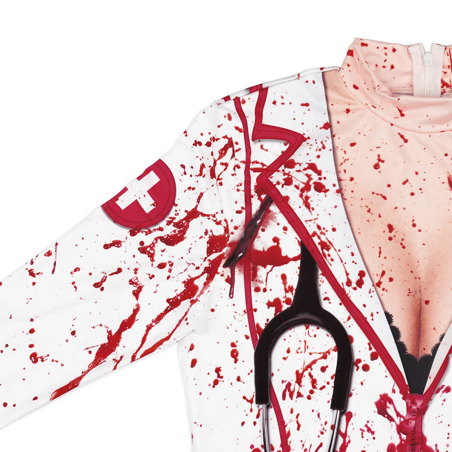Halloween Horror Blood Nurse Uniform Cosplay Costumes Women Girls Dress Printing Stocking Skirt Party Carnival Masquerade Suit