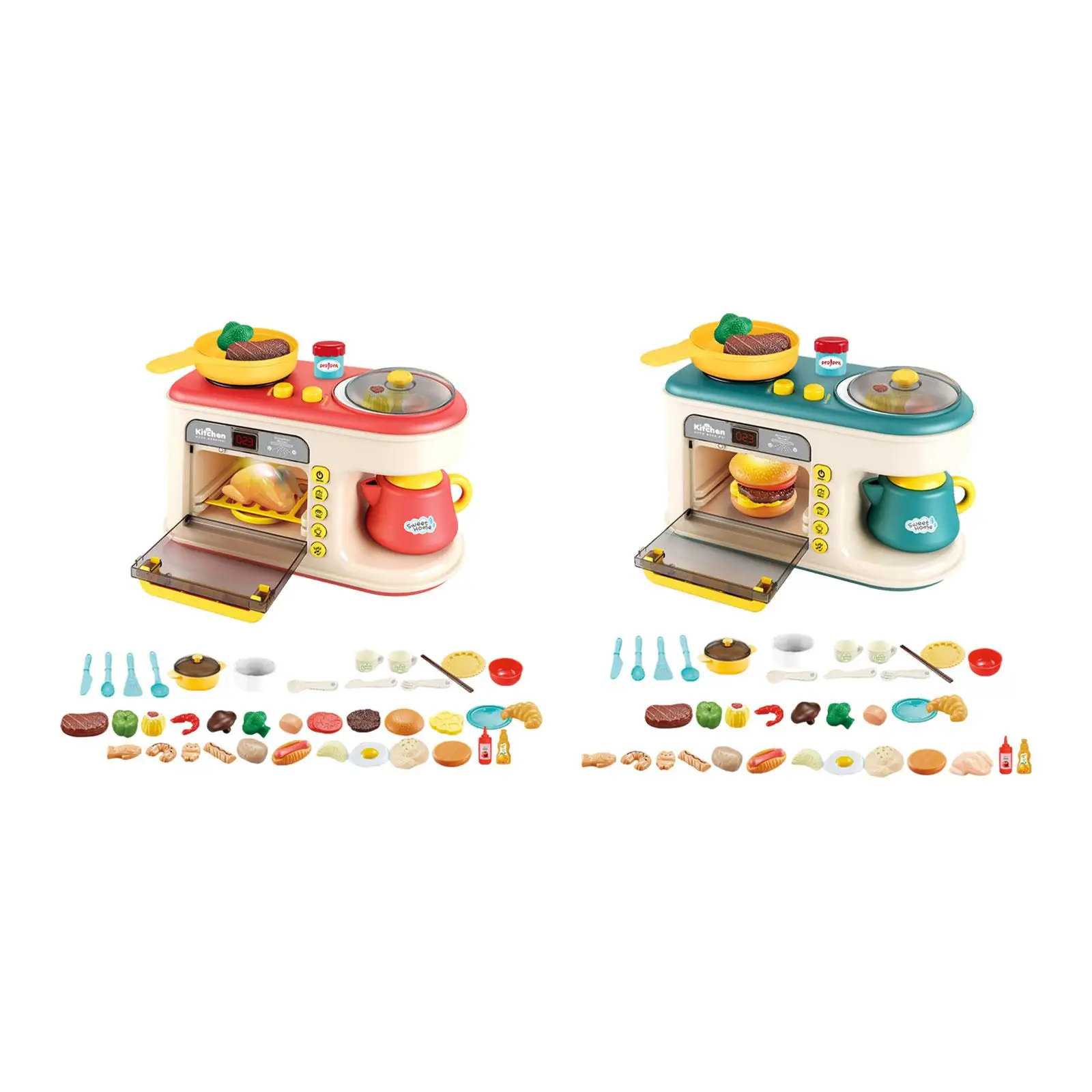 

Microwave Kitchen Playset with Music Light Pretend Play Kitchen Toy for Early Development Sensory Learning Birthday Education