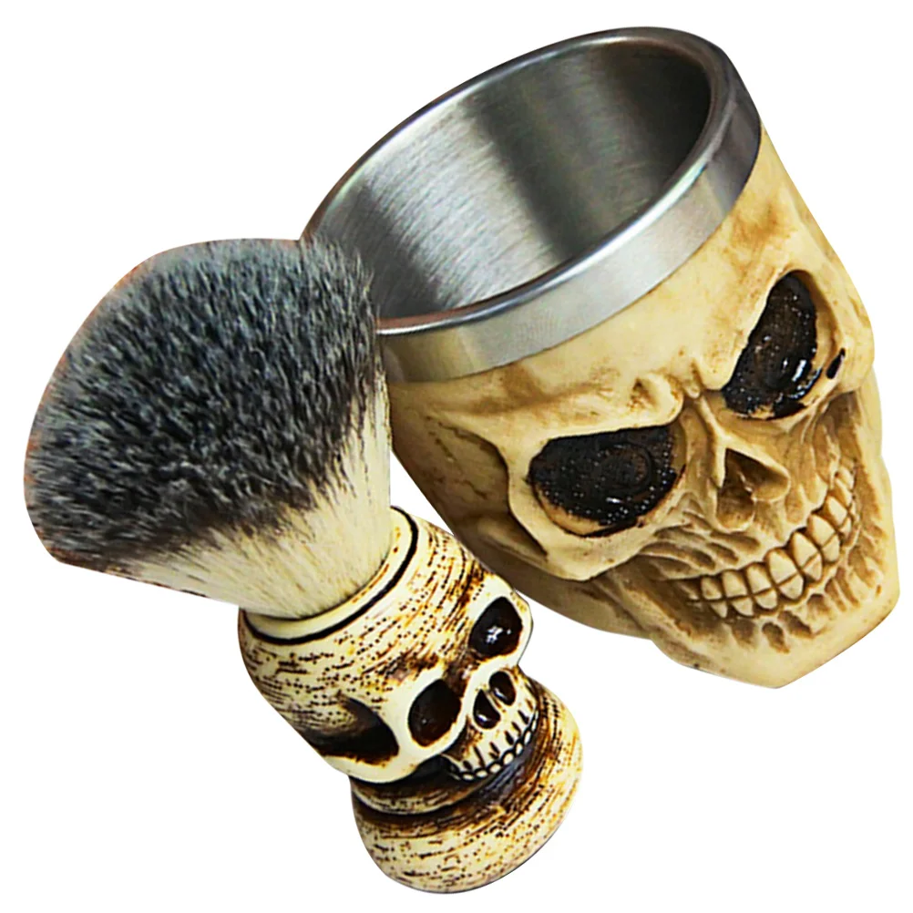 1 set Shaving Brush Set Halloween Gift Men Face Trimmer Portable Bowl Shave Tool Beard Brush Soap Cup Salon Home Use