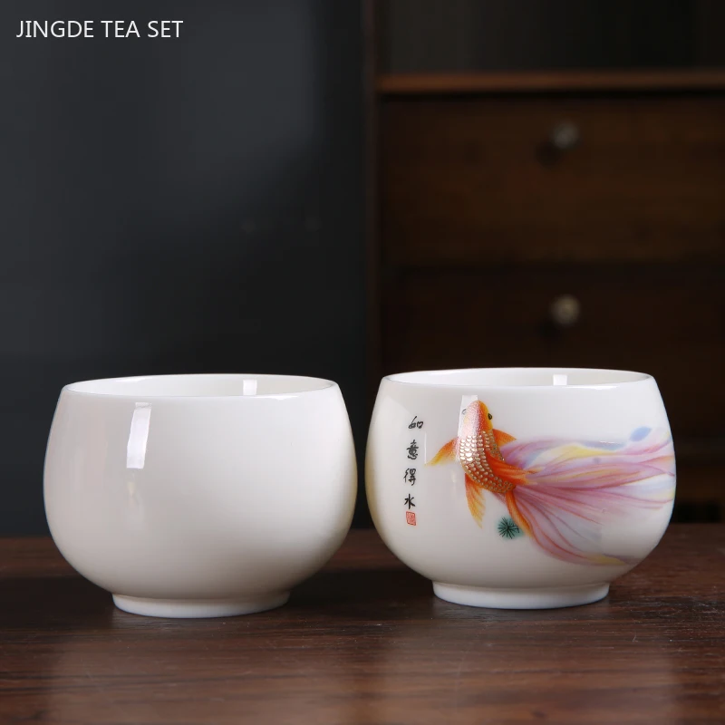 170ml Hand-painted White Porcelain Master Cup Exquisite Ceramic Tea Cups Traditional Custom Tea Set Chinese Tea Accessories