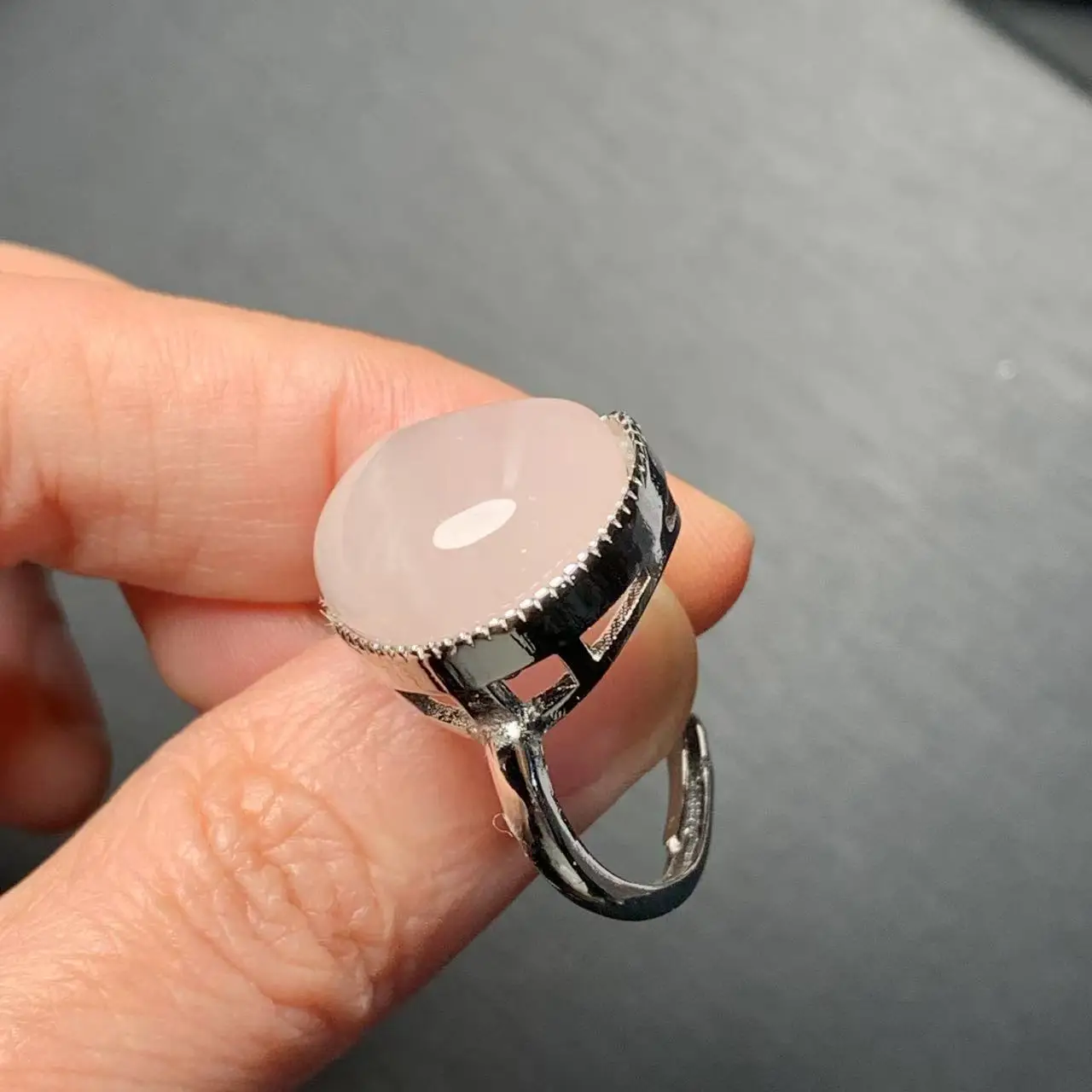 MM Natural Rose Quartz Ring Adjustable Female Ring Jewelry for Women Gift Wholesale High Quality Vintage Fine