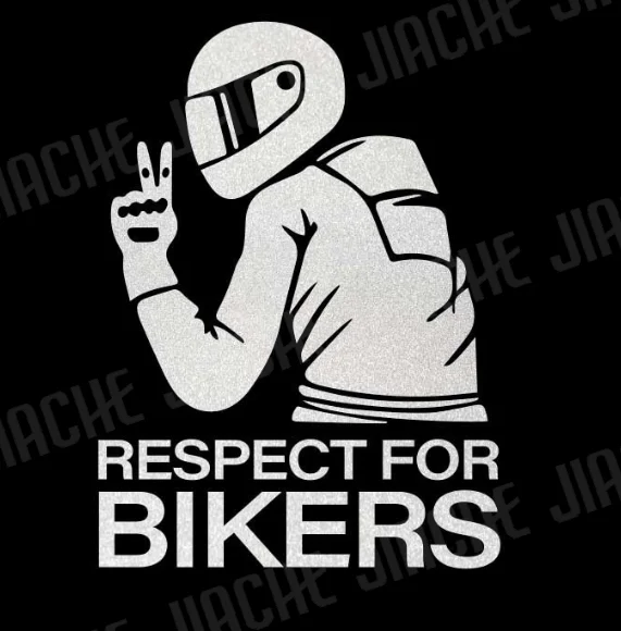 Adesivo Moto Riflettente 'Respect For Bikers' – 15x11 Cm, Nero, Autoadesivo E Rimovibile