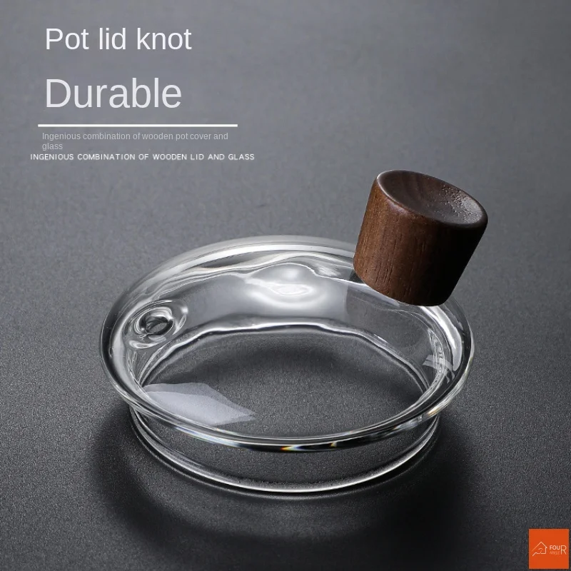 Ceainic de sticlă 480ML Mâner din lemn Ceremonia ceaiului chinezesc Set de ceainic transparent Filtru de ceașcă Oală din silicon cu bor înalt_voghion.com