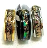 Wholesale 10 /20/50/100 pcs  8mm Band Abalone Shell 316L Stainless Steel Man Women Ring Fashion Jewelry 6