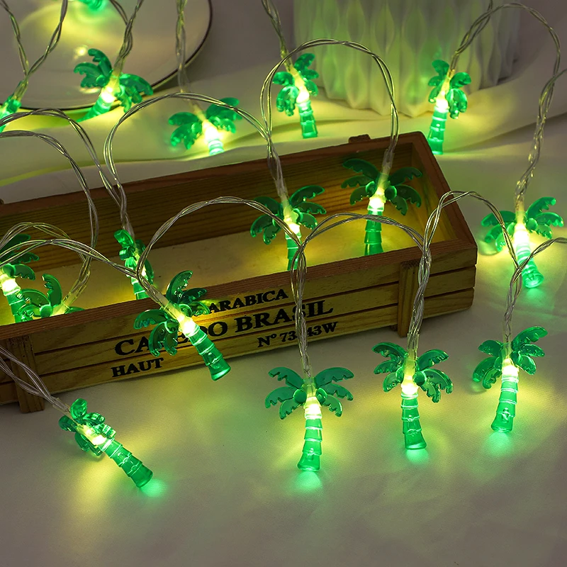 1.5 m 10 Hawaii Beach Party Pineapple Flamingo String Coconut Tree Lights Decorations Summer Tropical Home Lighting for Tropical