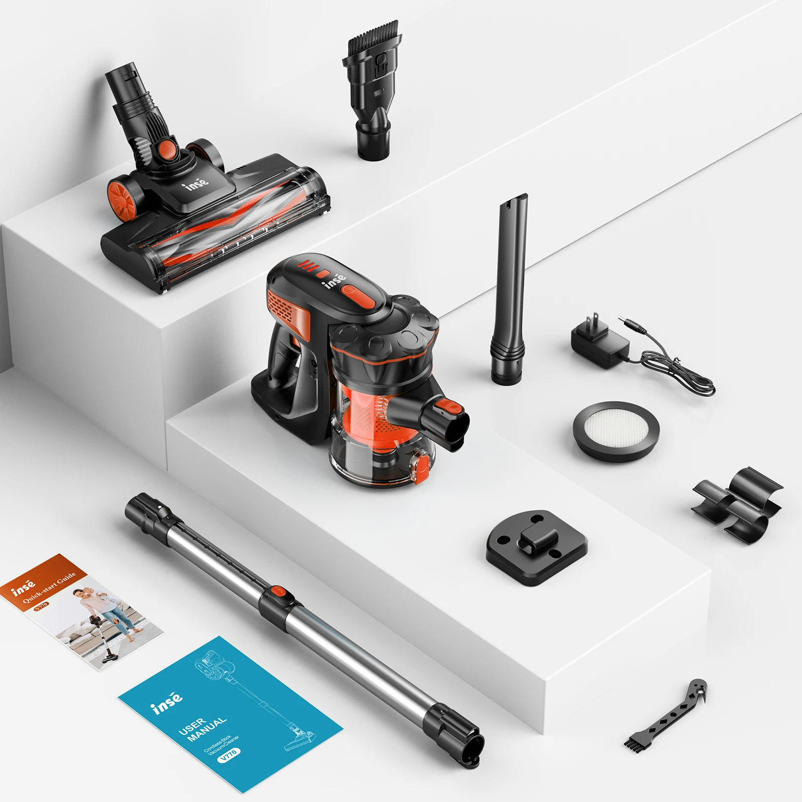 INSE V770 Cordless Stick Vacuum Cleaner, 25Kpa 6-in-1 Lightweight Handheld Vacuum 6
