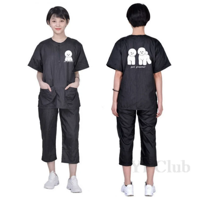 Anti Hair Pet Grooming Work Clothes Long Trousers Cropped Pants Waterproof Shorts  Hair Salon Barber Shop Uniforms 5