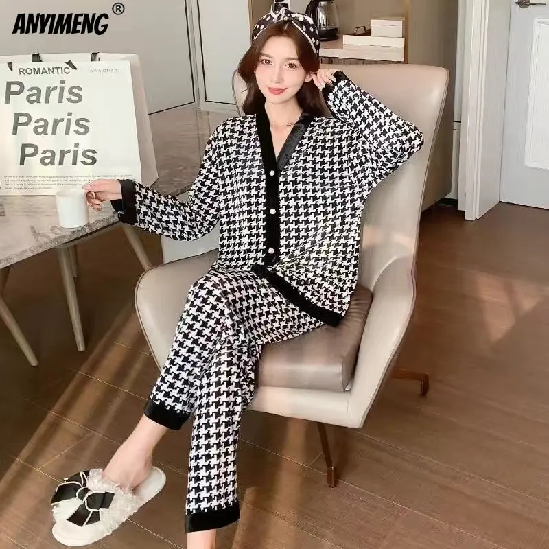 Woman's Luxury Satin Silk Pajamas Set Women Homewear Kimono Thin Pyjama Sexy V-neck Pijamas Female Polyester Sleepwear M-5XL women pajamas pajamas set silk pajamas satin pajama set women pajama set