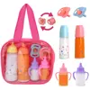 Large size Baby Doll Feeding Bottle Set Baby Care Toy Stroller 2pcs Milk And Juice Bottles With Toy Pacifier For Baby Dolls 1