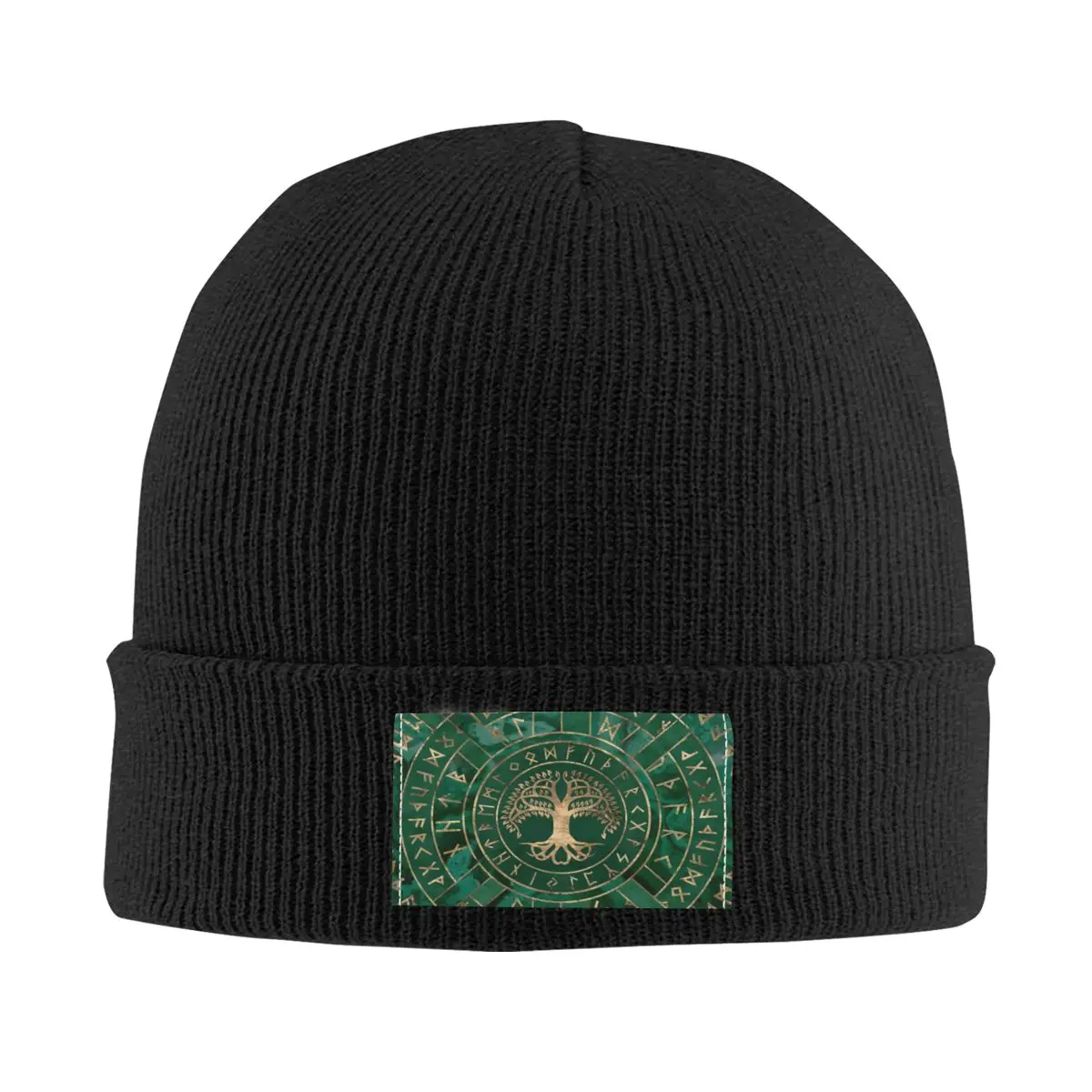 

Tree Of Life Yggdrasil And Futhark Malachite Bonnet Hats Street Knit Hat For Women Men Winter Warm Vikings Skullies Beanies Caps