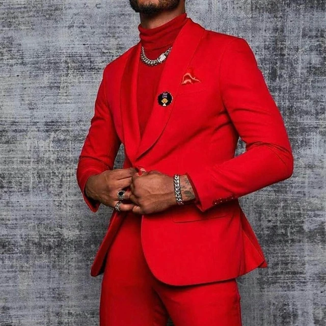 Trajes de boda rojos para hombre, esmoquin ajustado para novio, traje de  dos piezas para novio, Blazer Formal, chaquetas de negocios, Pantalones -  AliExpress