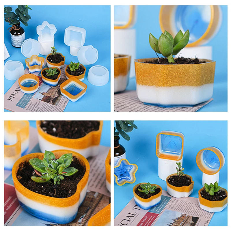 3D Silicone Geometric Creativity Plant Pot Molds Concrete Cement Form DIY Arts Aroma Craft Moulds Flowerpot Clay Plaster Mold