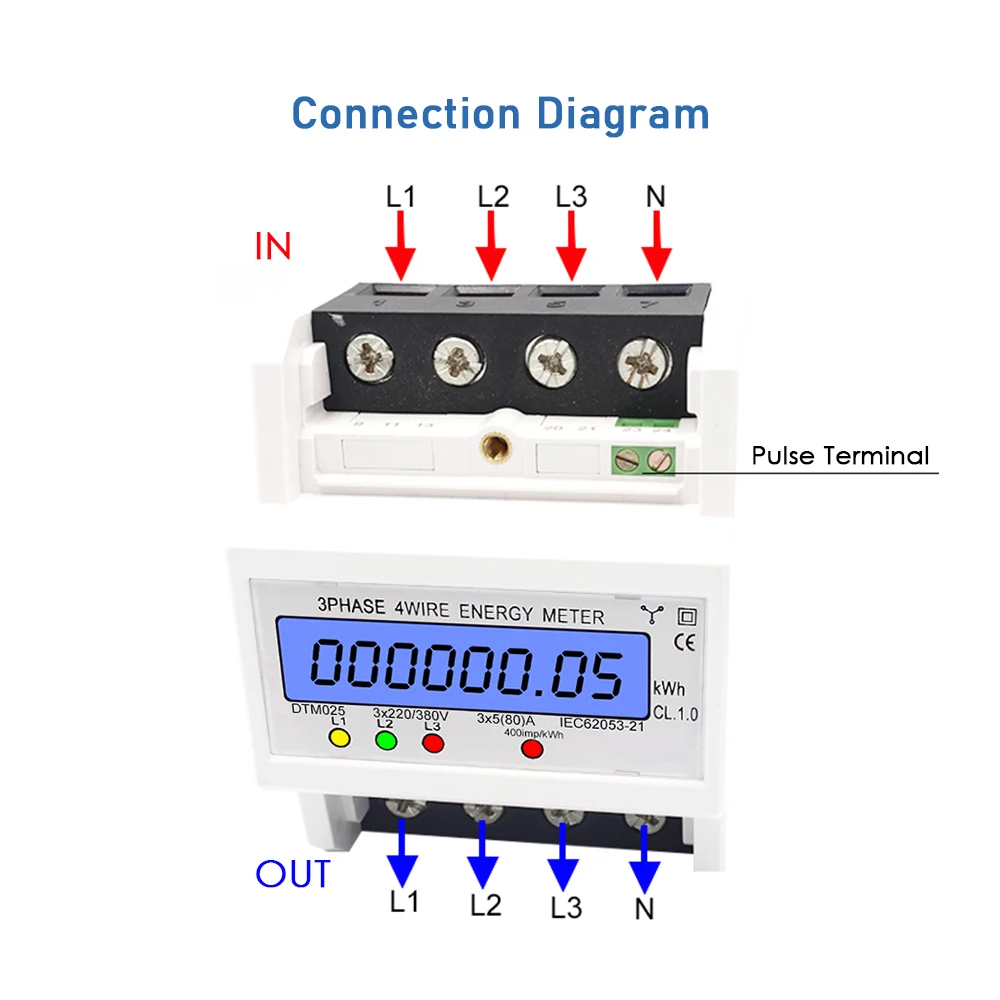 DIN  ġ   ,  Һ kWh , 3  4 ̾  , 220 V, 380V, 5-80A