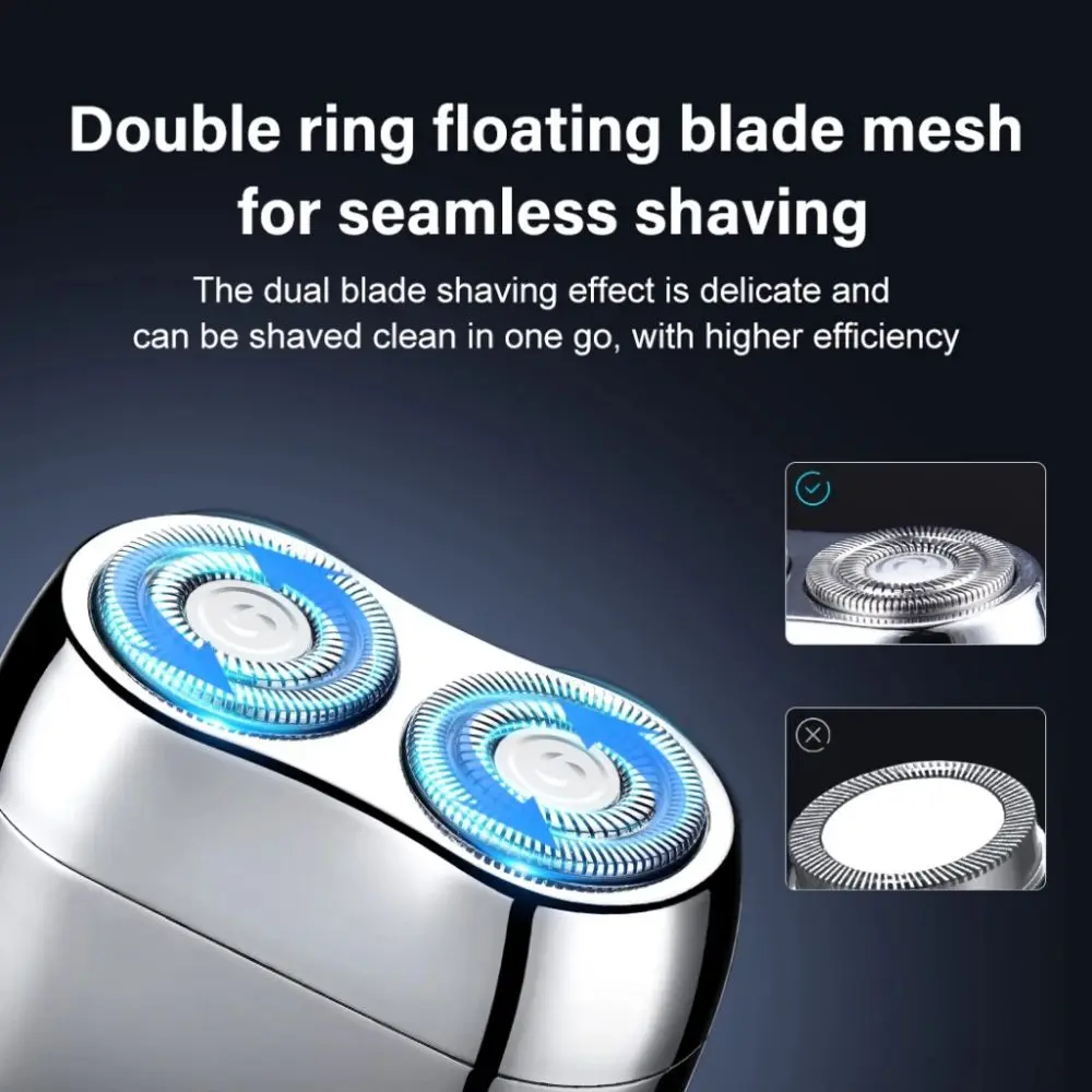 Rechargeable Ultra Clean Double Head Razor Digital Display Silent Electric Shaver Washable Quiet Operations Mini Shaving Men