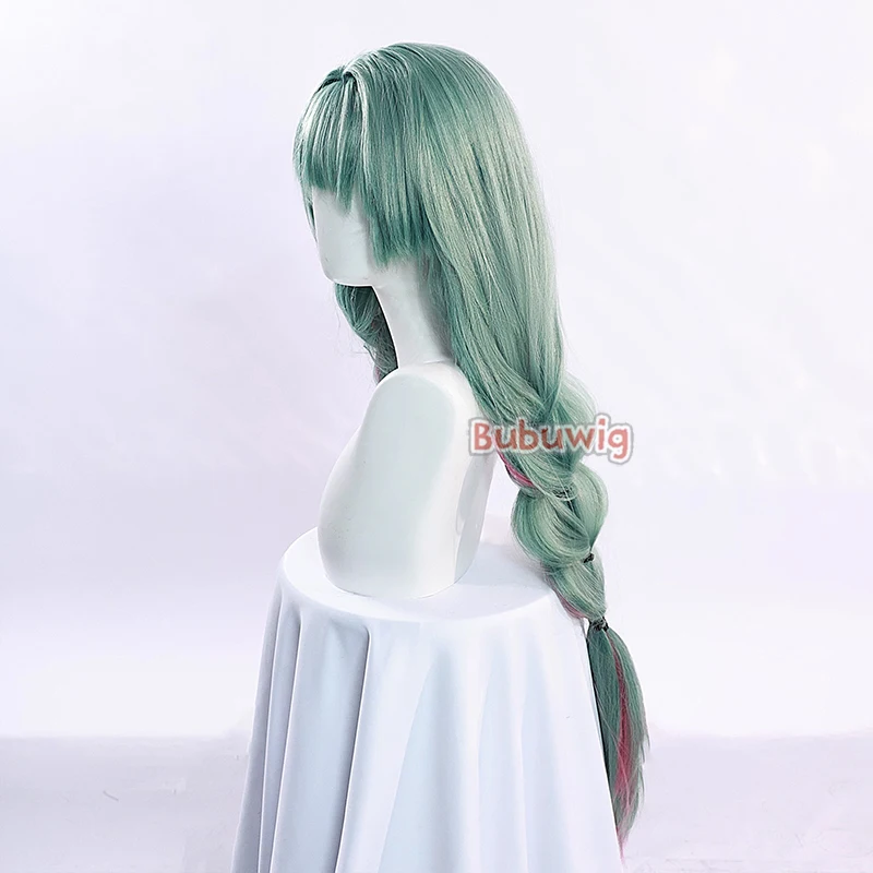 Bubuwig Synthetic Hair Phrolova Cosplay Wigs Game Wuthering Waves Phrolova 80cm Green Mixed Pink Braided Cos Wig Heat Resistant