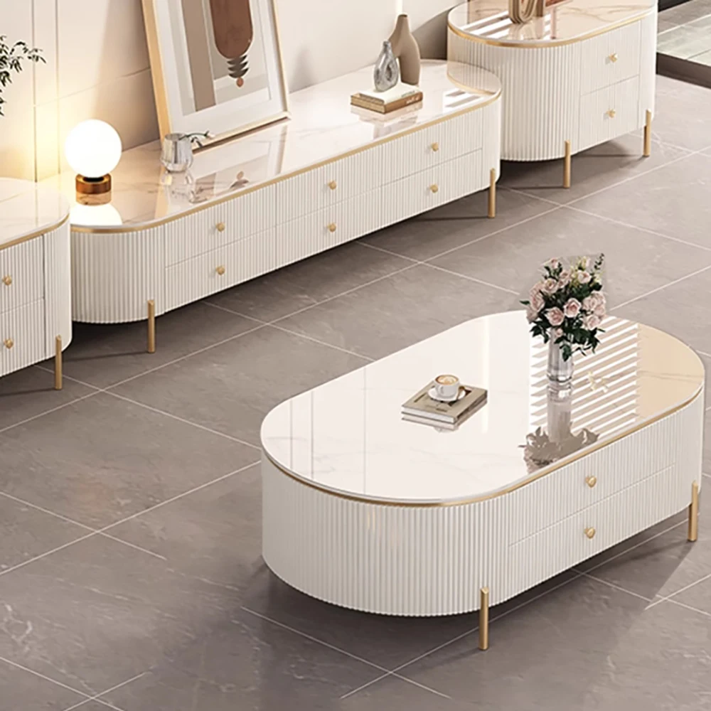 Modern Decorative Coffee Tables Luxury Decor Metal Minimalist Coffee Tables Unique Oval Stolik Kawowy Living Room Furniture 6