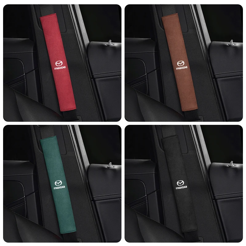 마쓰다 2 6 CX-5 CX-80 CX-70 CX-90 MX-30 CX-60 CX-50 CX-30 BT-50용 스웨이드 가죽 자동차 안전벨트 어깨 커버 2개