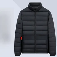 Men's Lightweight down Cotton Jaet ort Loose Large Size Casual Warm White Fluffy Stand Collar Hooded Coat