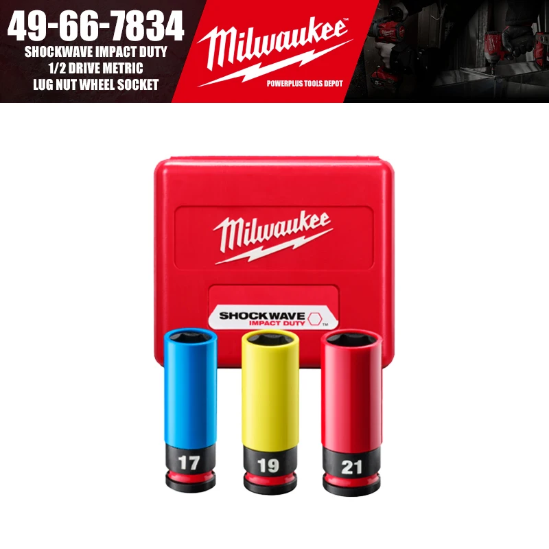 

Milwaukee 49-66-7834 SHOCKWAVE Impact Duty 1/2 Drive Metric Lug Nut Wheel Socket Power Tool Wrench Accessories