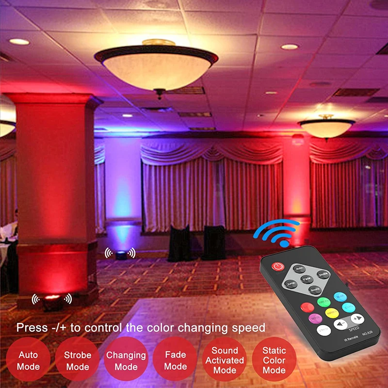 2Pcs Stage LED RGB Mini Par Light With Remote Control Sound Activated For DJ Disco Party Wedding Birthday Dance Stage Lighting