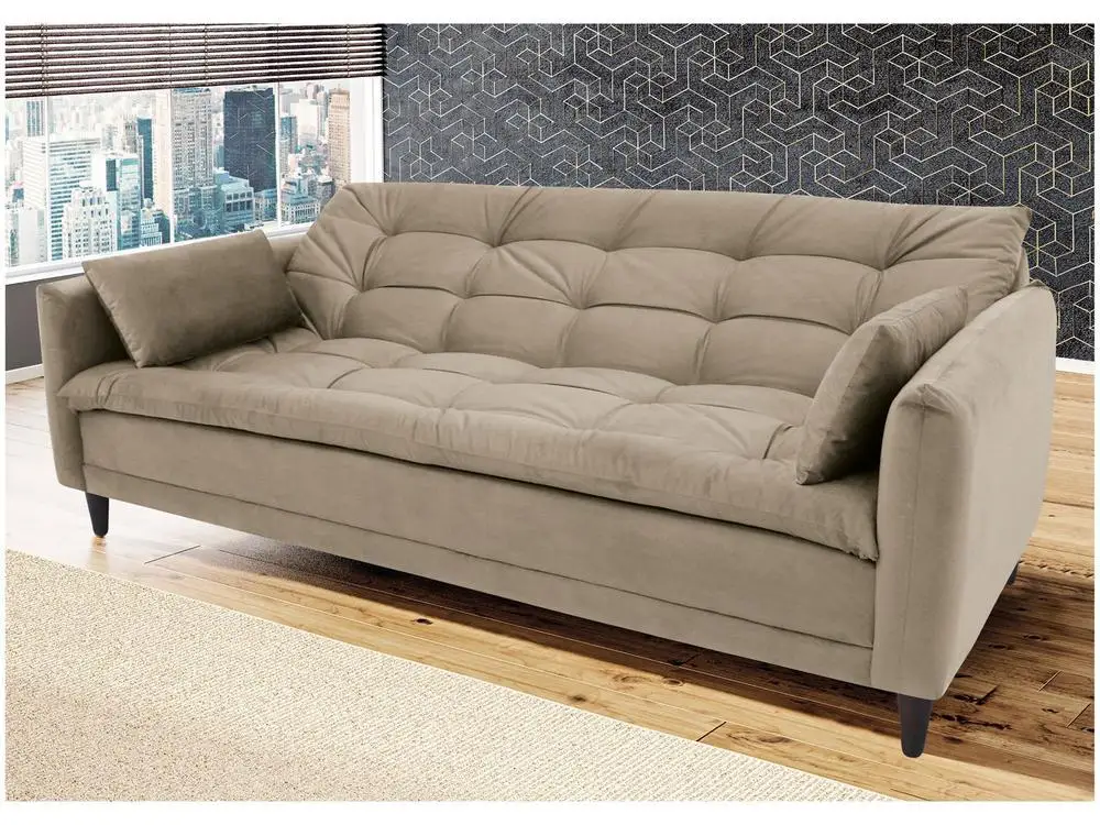 Sofá-cama Casal 3 Lugares Reclinável Suede Linoforte Estela 3