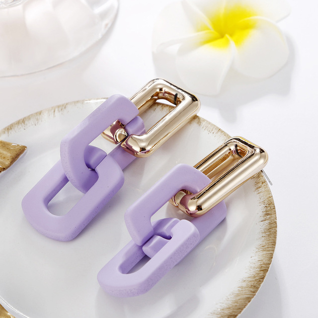 Simple Solid color Acrylic Chain Drop Earrings For Woman Fashion Korean exaggeration Big earrings Gift Jewelry  2022