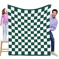 Classic and stylish checkerboard flannel blanket - perfect gift - suitable for all seasons, suitable for sofa, bed, office, camp 1
