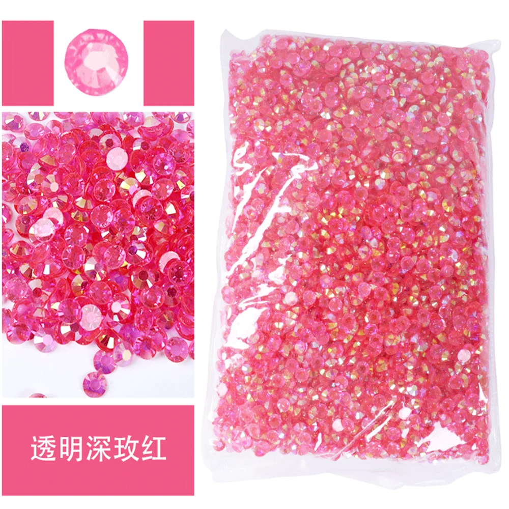 Vibrant Jelly Color Transparent Resin Rhinestones for Nail Art & Garment Decoration, Bulk Wholesale