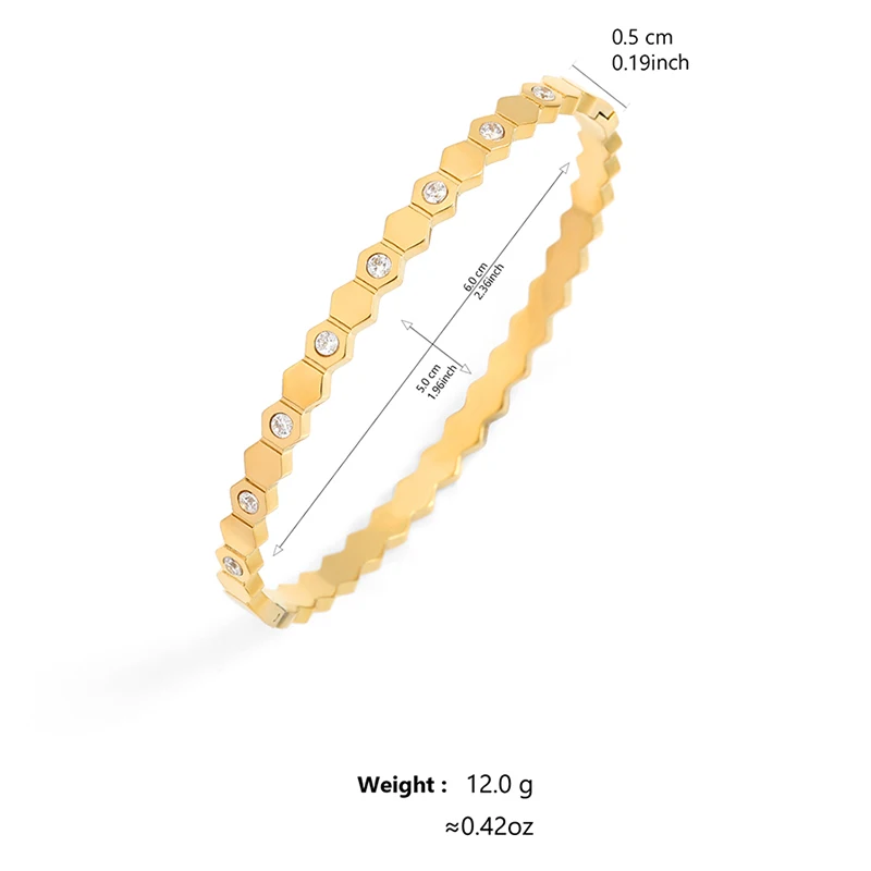 Luxury Unique Double Crystal Nail Head Cross Stainless Steel Bracelet For Woman Love Wedding Gift Bangle Jewelry