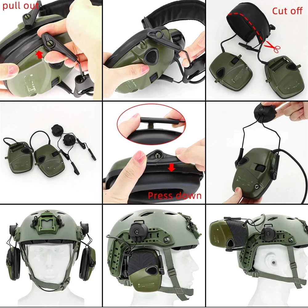 Electronic Noise Canceling Headphones Helmet Rail Adapter Kit for Honeywell/Walkers Series Noise Canceling Headphones Rotatable