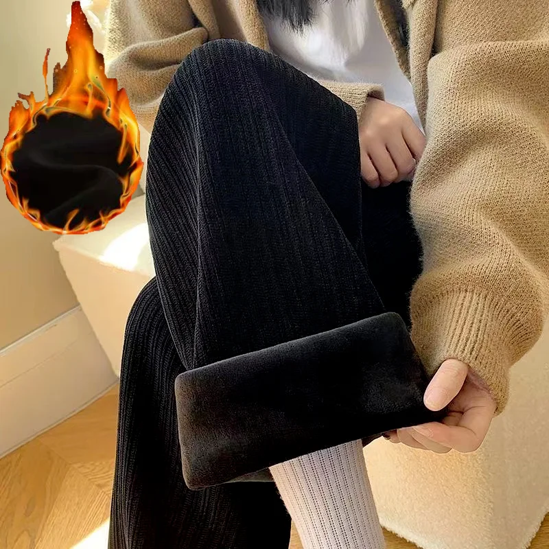 

High Waisted Corduroy Wide Leg Pants Women Street Style Ribbed Straight Trousers Woman Casual Loose Long Pant 2023 winter y2k cl