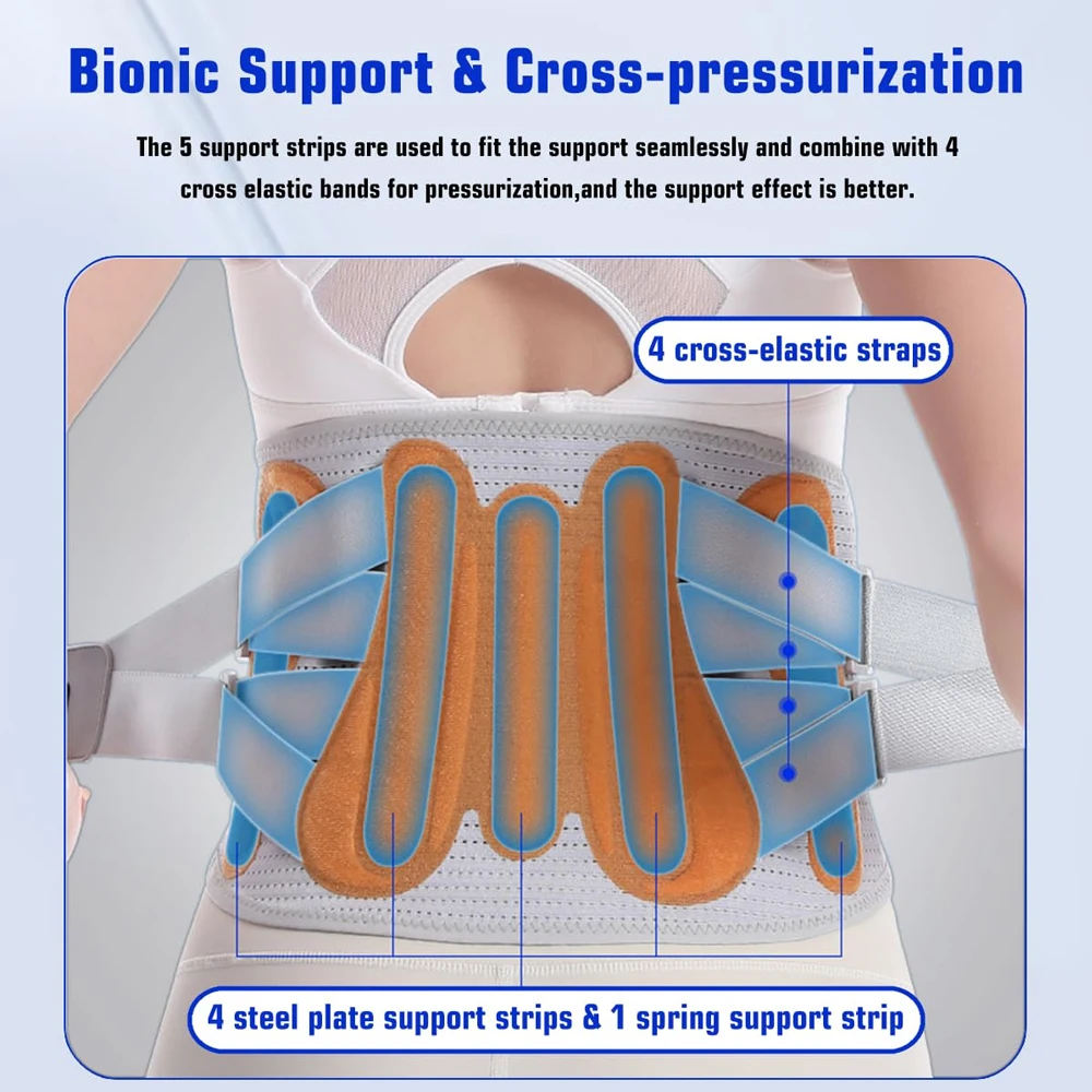 Back Brace for Lower Back Pain, Breathable Support Belt for Intant Pain Relief from Sciatica Hernated Disc Scoliosis Sprain