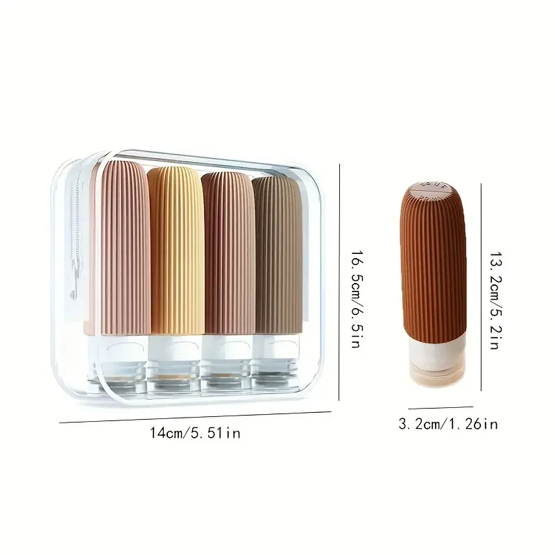 Silicone Travel Bottles Set - Leak-Proof, BPA-Free, Squeezable Containers (4-Pack, 90ml Each)